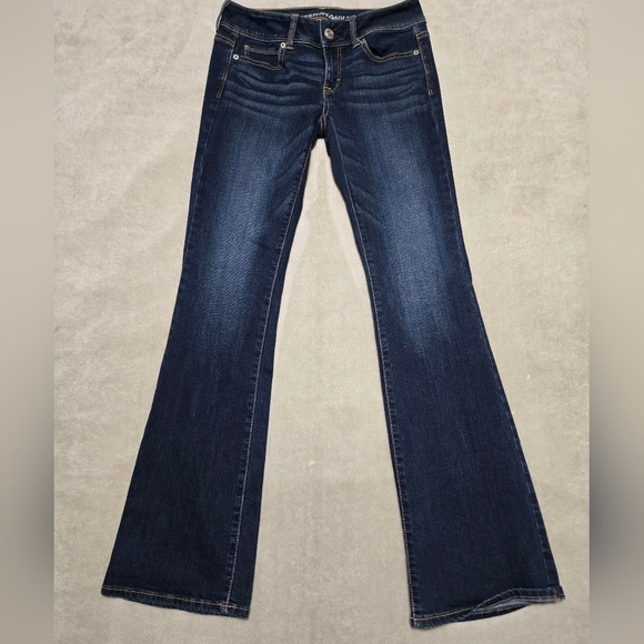 American Eagle Kick Boot Jeans Womens Size 4 Long (28x32) Dark Wash  Stretch - Picture 2 of 10